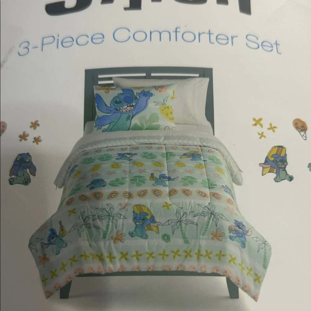 Disney Lilo & Stitch Pastel Blue, Peach & Yellow Comforter Set